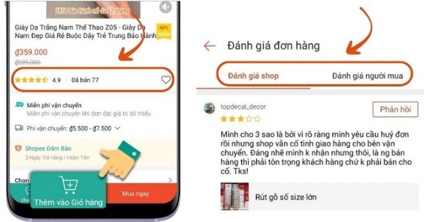 Xem đánh giá sao, review từ người mua trước